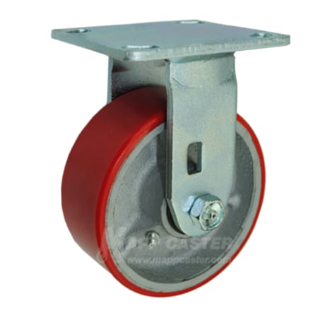 Mapp Caster 5"X2" Red Polyurethane on Iron Wheel Rigid Caster - 1,100 Lbs Cap 146PURB520R